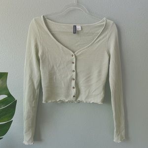 Cropped Green Cardigan